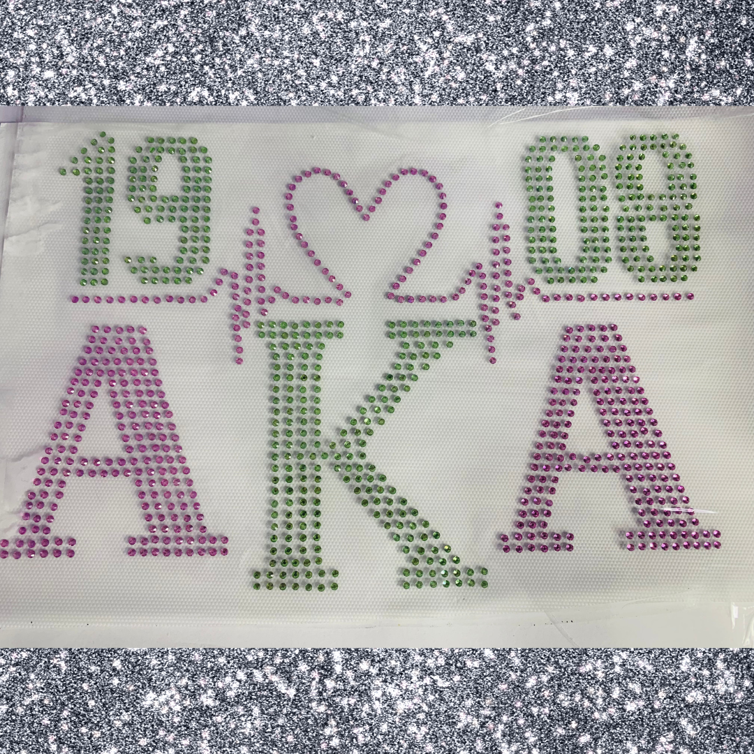 AKA (Alpha Kappa Alpha) Greek Letters Rhinestone Transfer