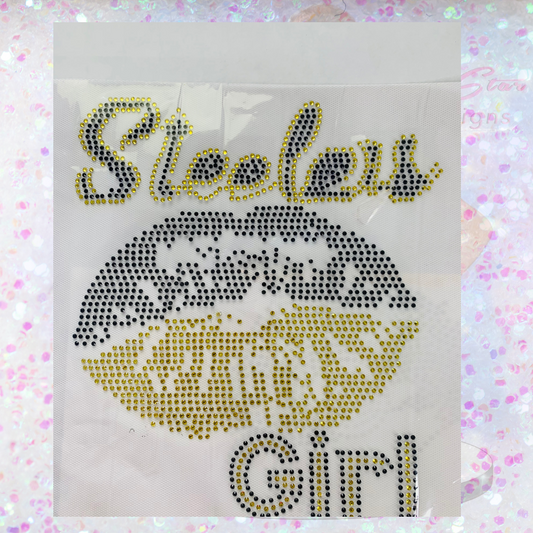 Girl Lips Football Rhinestone Transfer