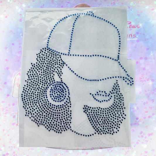 Girl Head Football Rhinestone