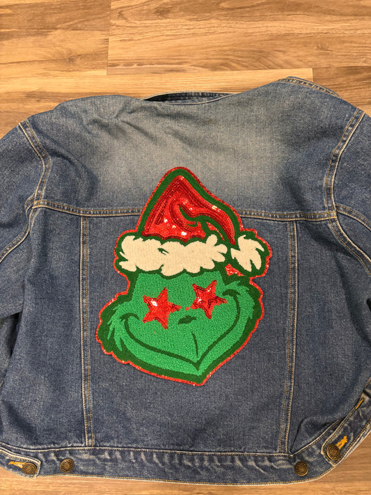 Green Face Grinch Iron On Patch