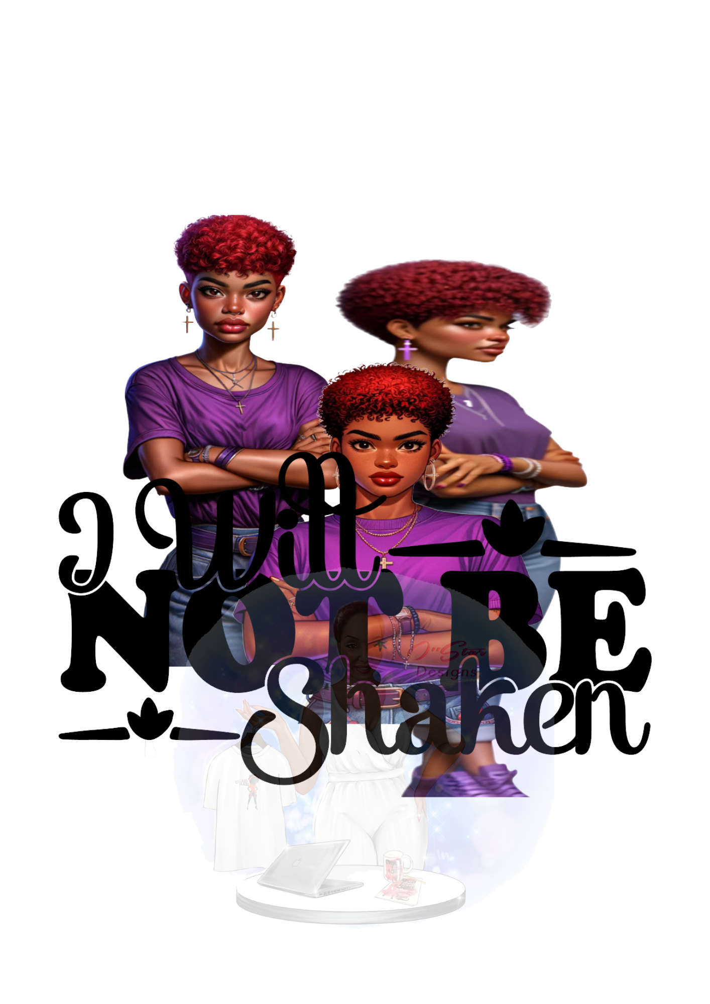 I Will Not Be Shaken Girls PNG Design Digital Download