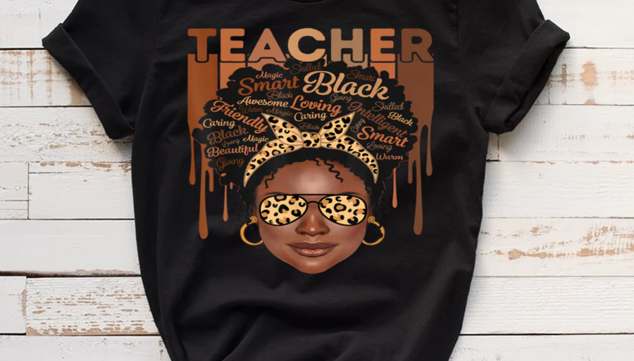 Black Teacher Girl 10" DTF Transfer